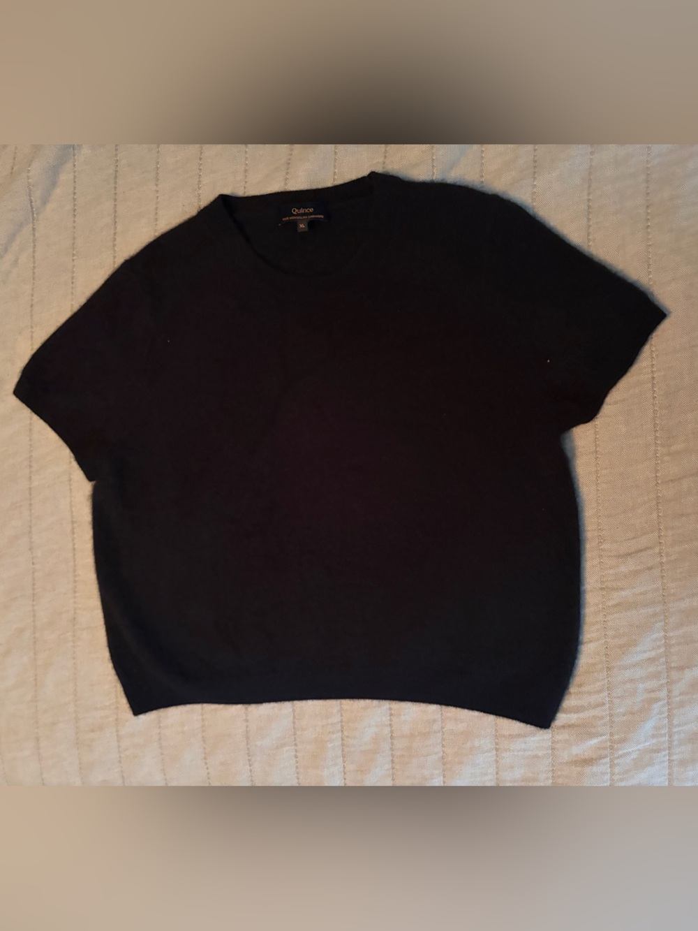 Quince Women’s Navy  Short-Sleeve Crewneck Cashmere